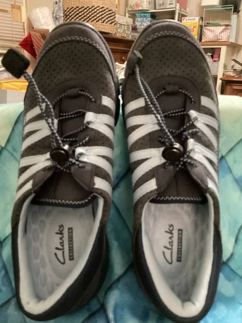 Clarks Navy with light blue embellishment Slip-On Casual Sneakers
